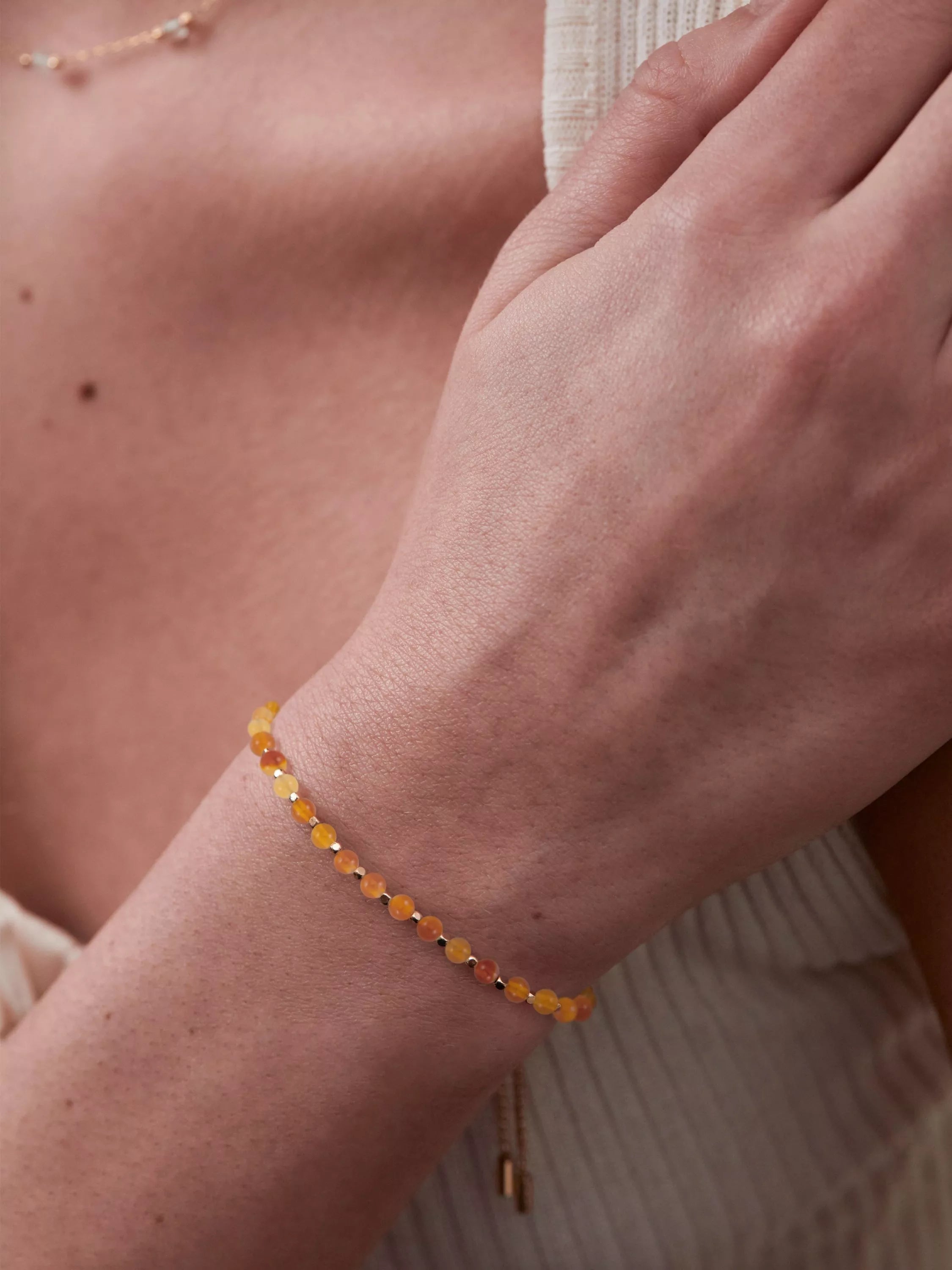 Estella Bartlett Amelia Carnelian Beaded Bracelet Gold, UK version