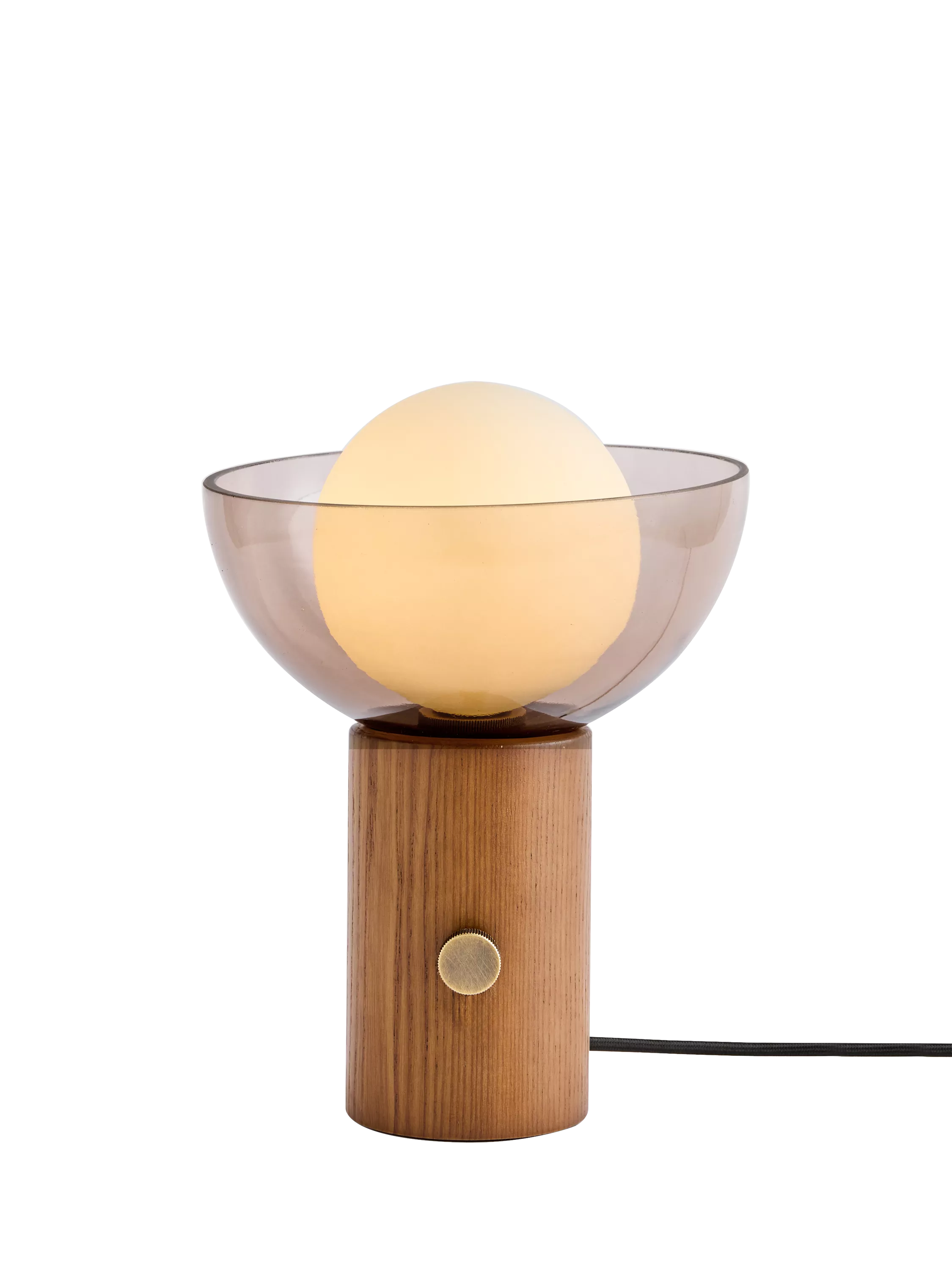 MADE Layla glass orb table lamp walnut, imported from the UK