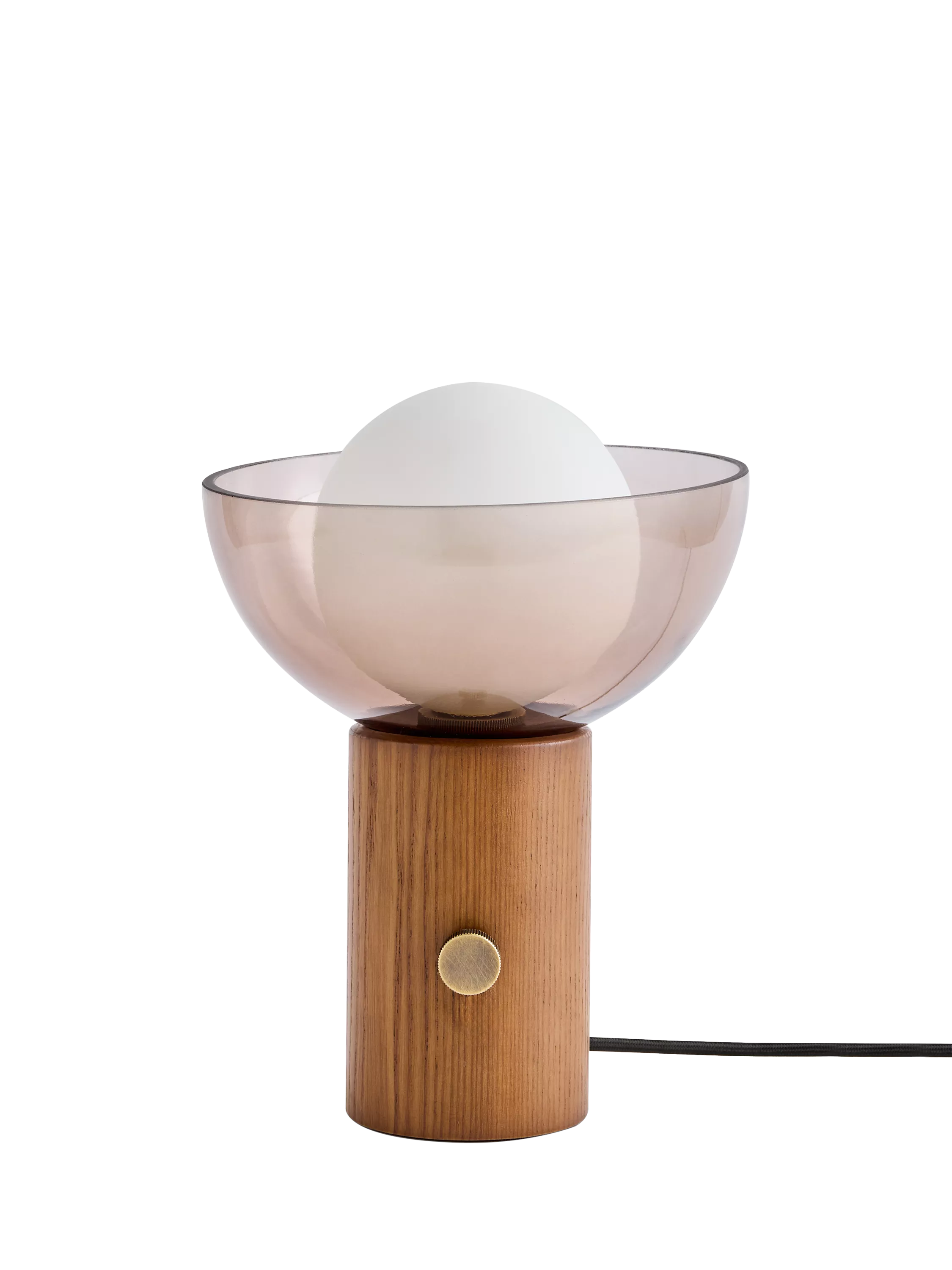 MADE Layla glass orb table lamp walnut, imported from the UK
