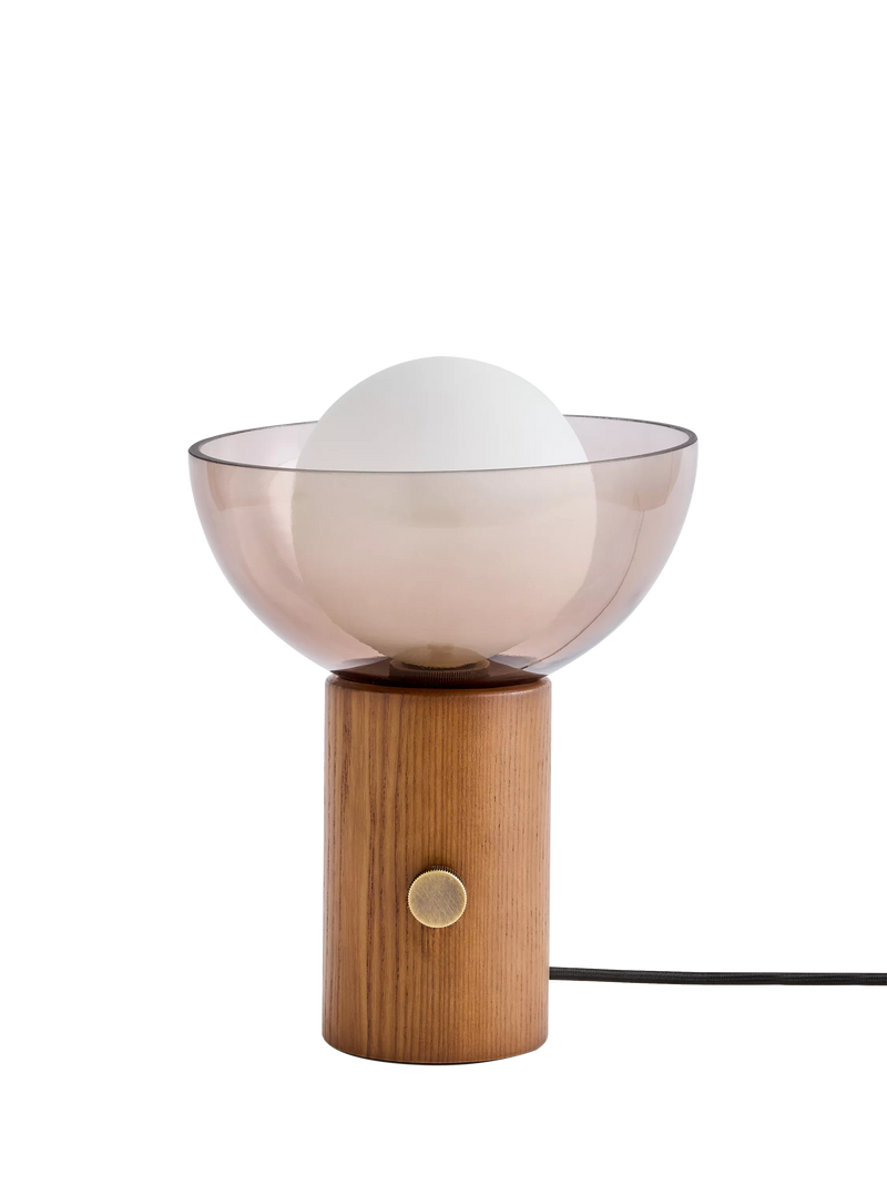 MADE Layla glass orb table lamp walnut, imported from the UK