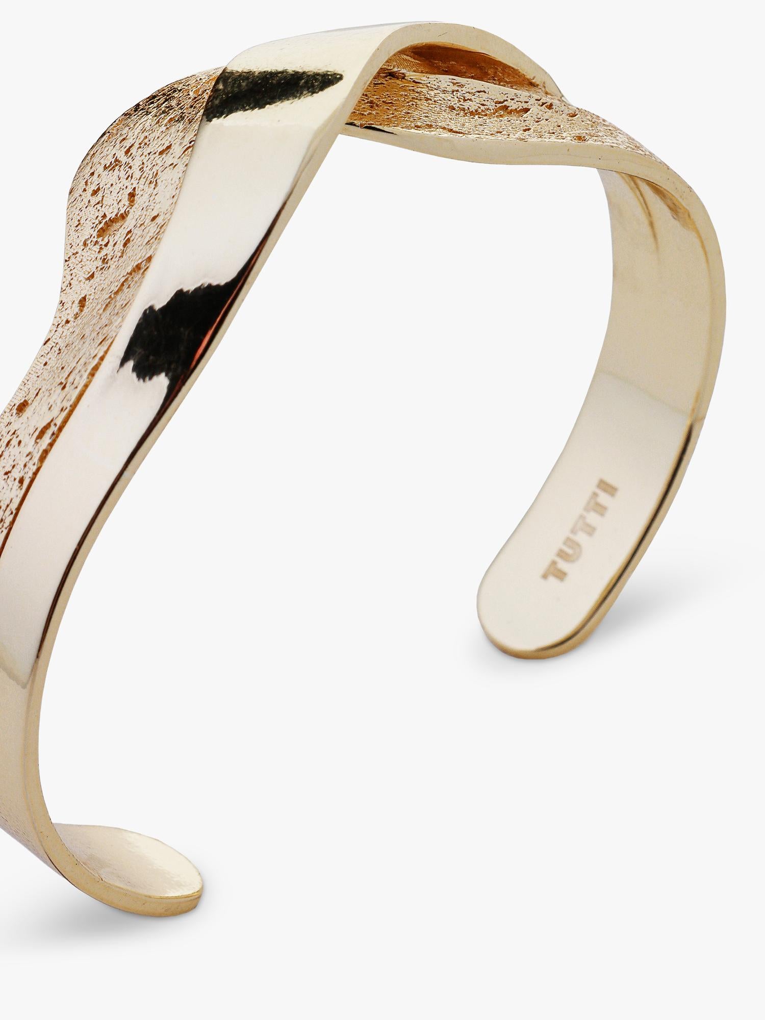 TUTTI gold plated open twist bangle - British product