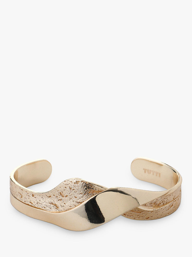 TUTTI gold plated open twist bangle - British product