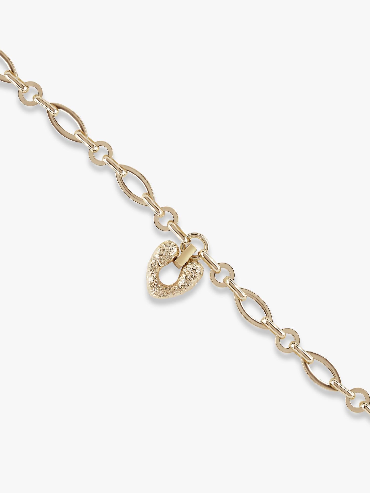 TUTTI gold chunky chain heart bracelet with adjustable length, UK version