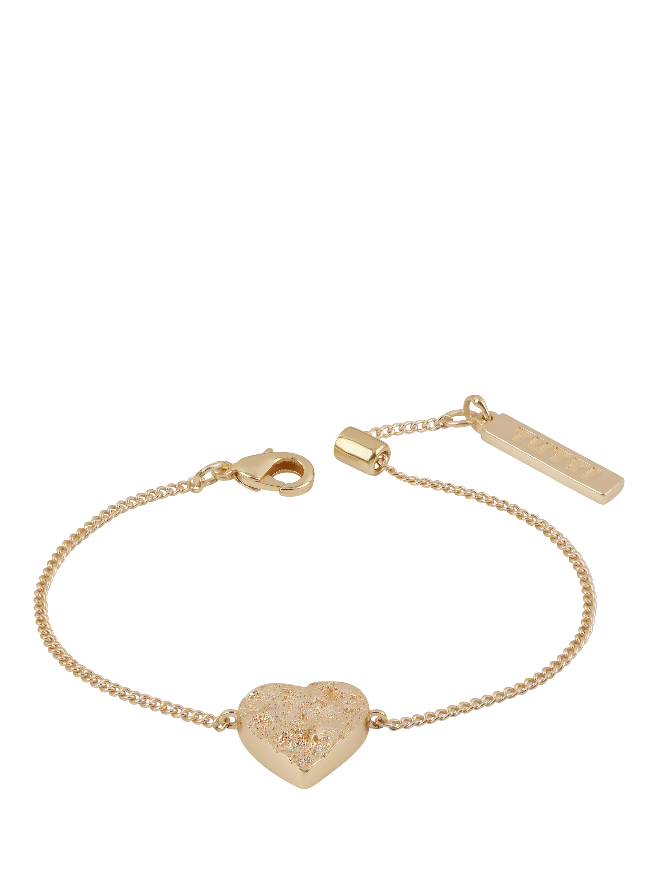 TUTTI heart pendant bracelet gold plated recycled brass, UK version
