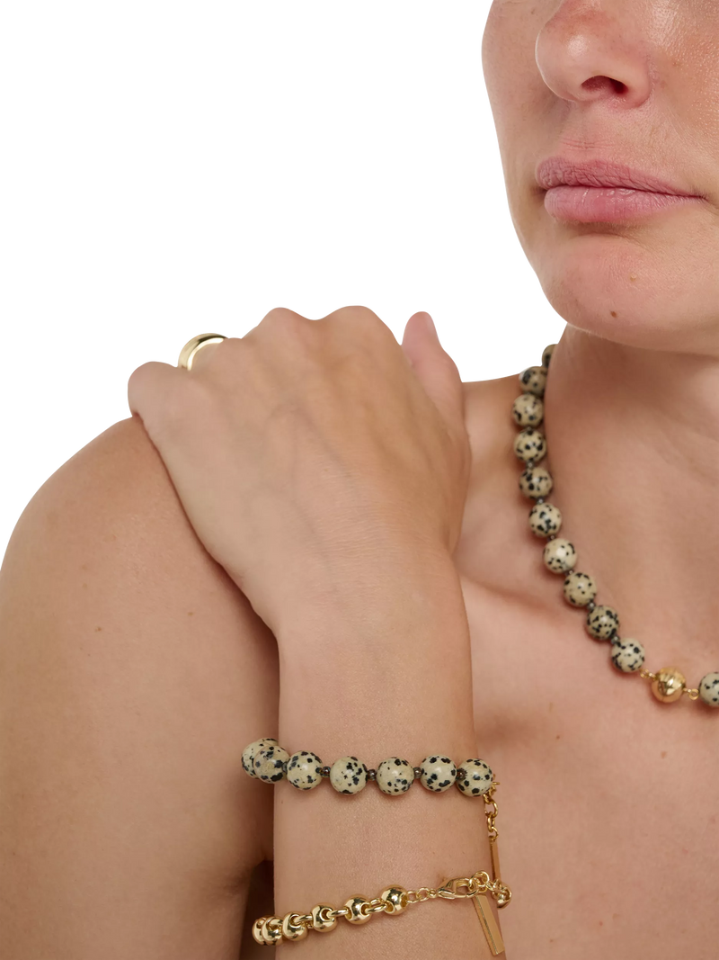 TUTTI Dalmatian Jasper stone beaded bracelet 10mm beads gold plated, UK version