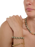 TUTTI Dalmatian Jasper stone beaded bracelet 10mm beads gold plated, UK version