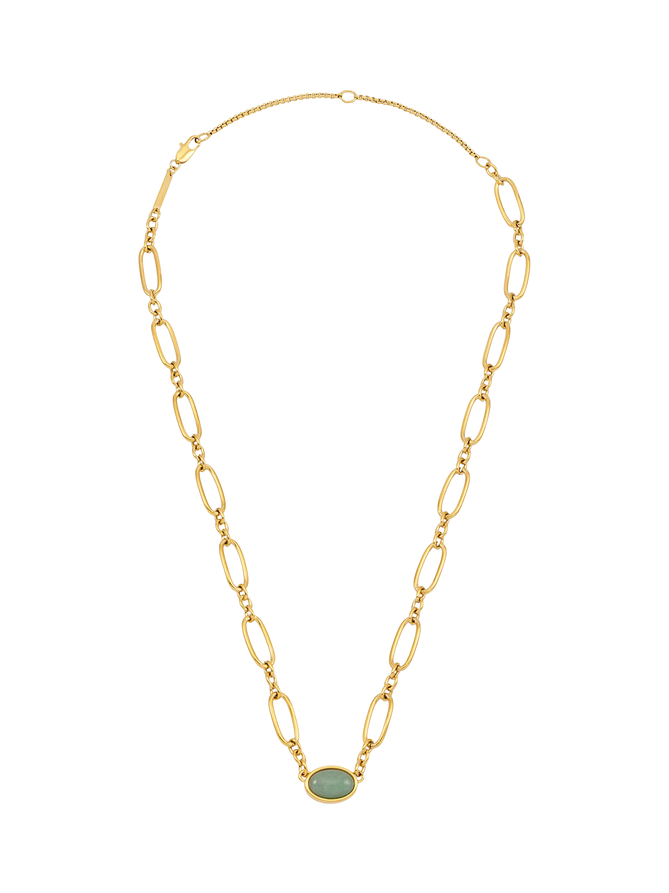 Estella Bartlett gold oval aventurine chain link necklace (British brand)