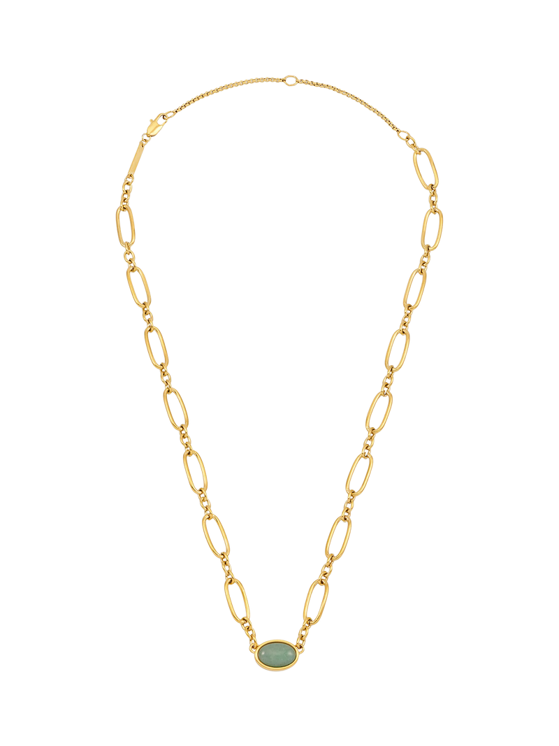 Estella Bartlett gold oval aventurine chain link necklace (British brand)