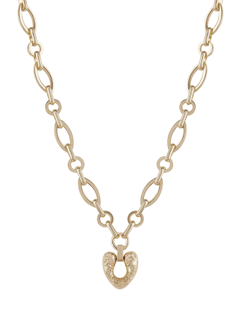 TUTTI chunky chain heart pendant necklace gold, UK version