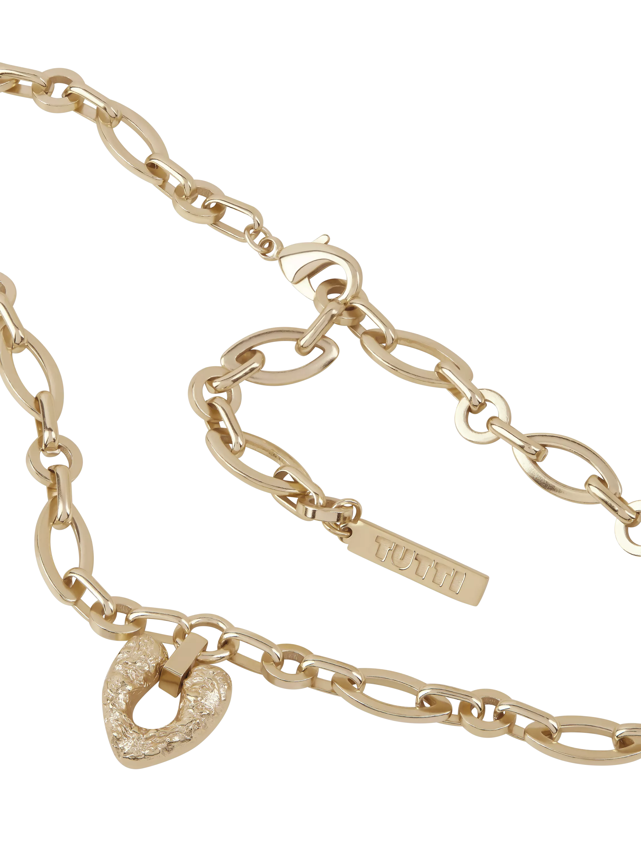 TUTTI chunky chain heart pendant necklace gold, UK version