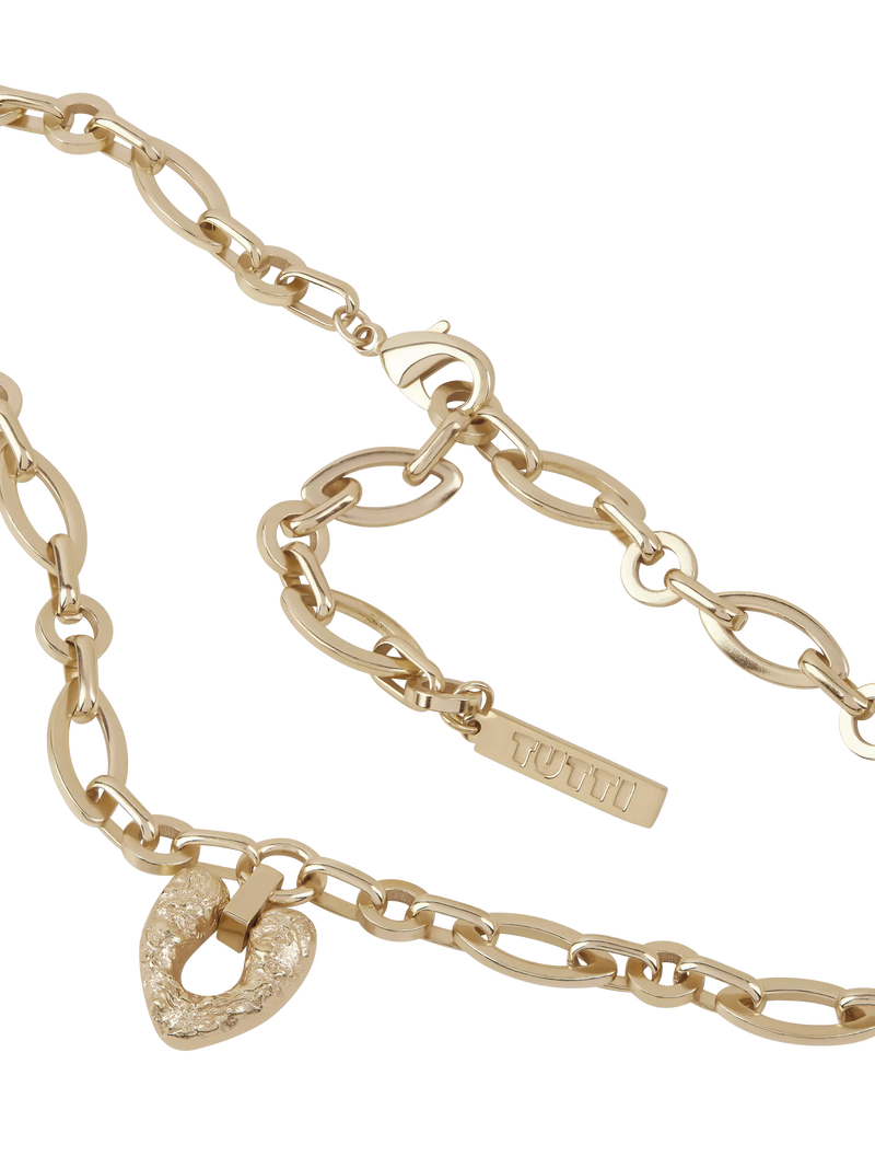 TUTTI chunky chain heart pendant necklace gold, UK version