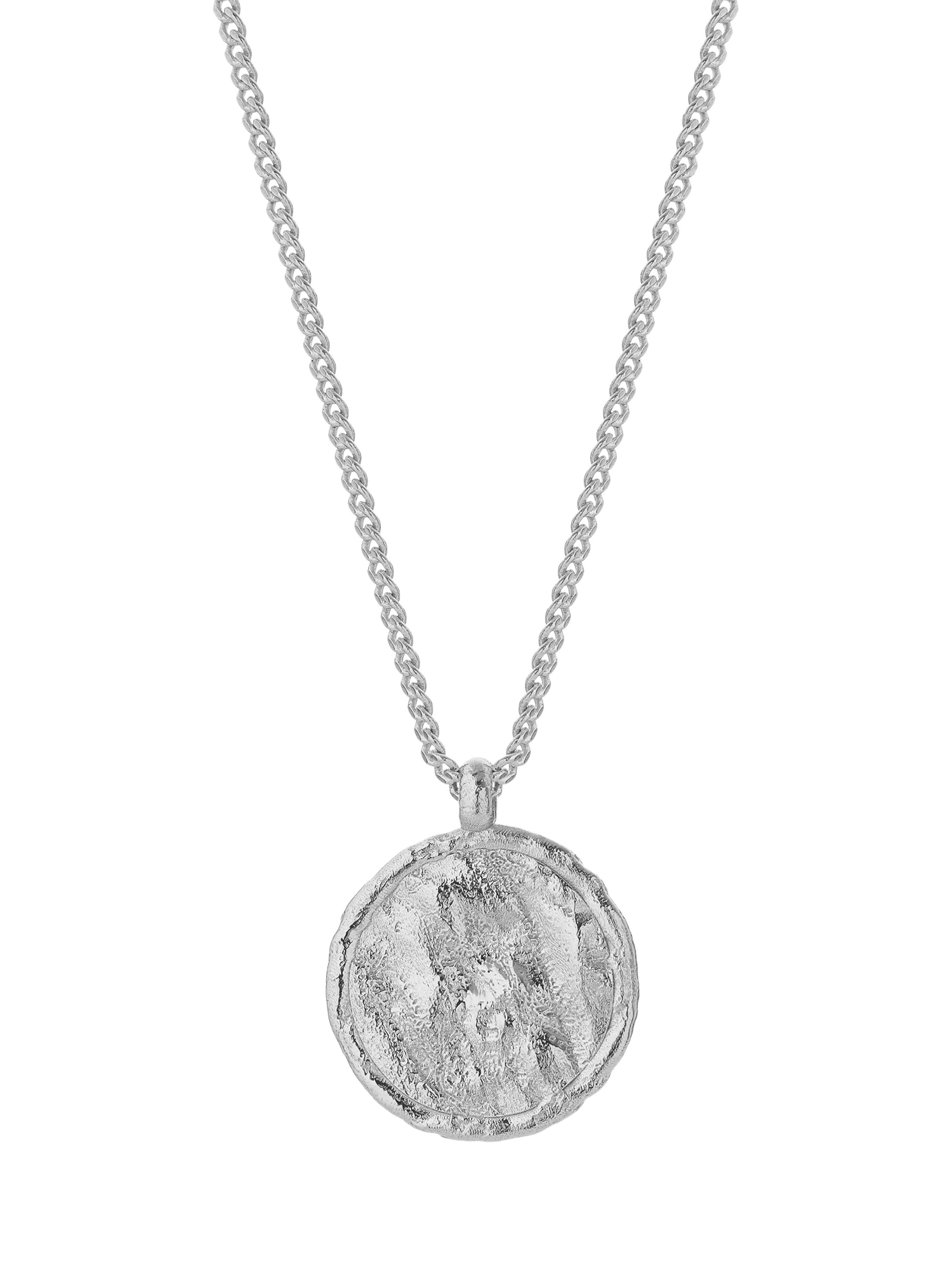 TUTTI Textured Disc Pendant Necklace, Silver