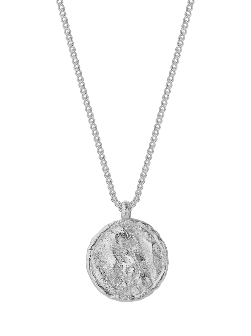 TUTTI Textured Disc Pendant Necklace, Silver