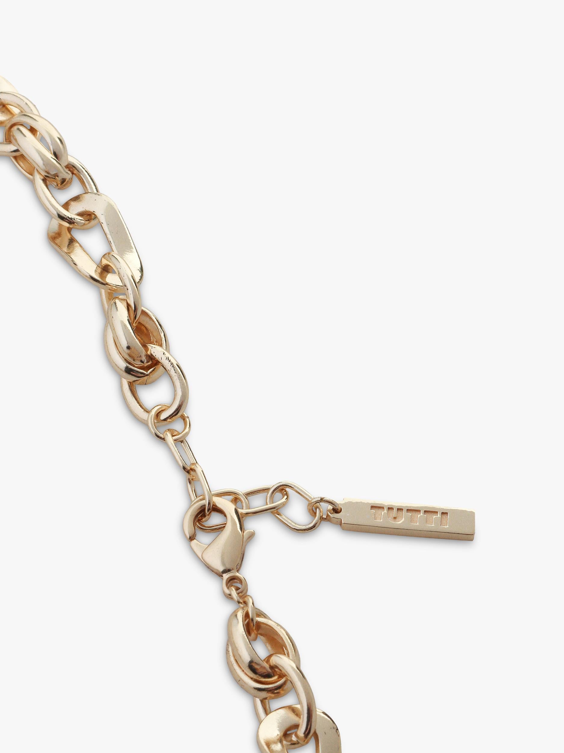 TUTTI gold flat waved chain necklace with adjustable length (British brand)
