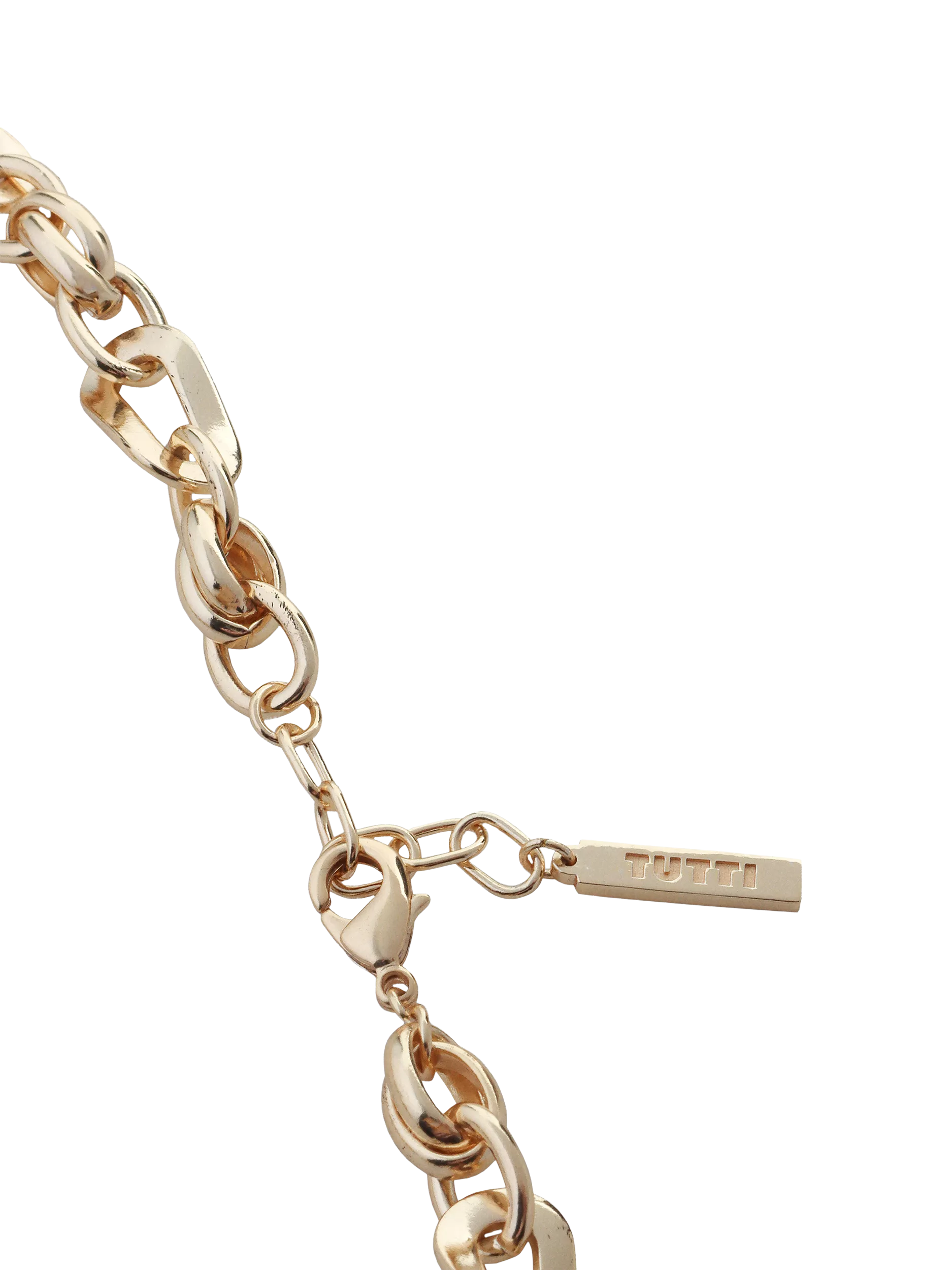 TUTTI gold flat waved chain necklace with adjustable length (British brand)