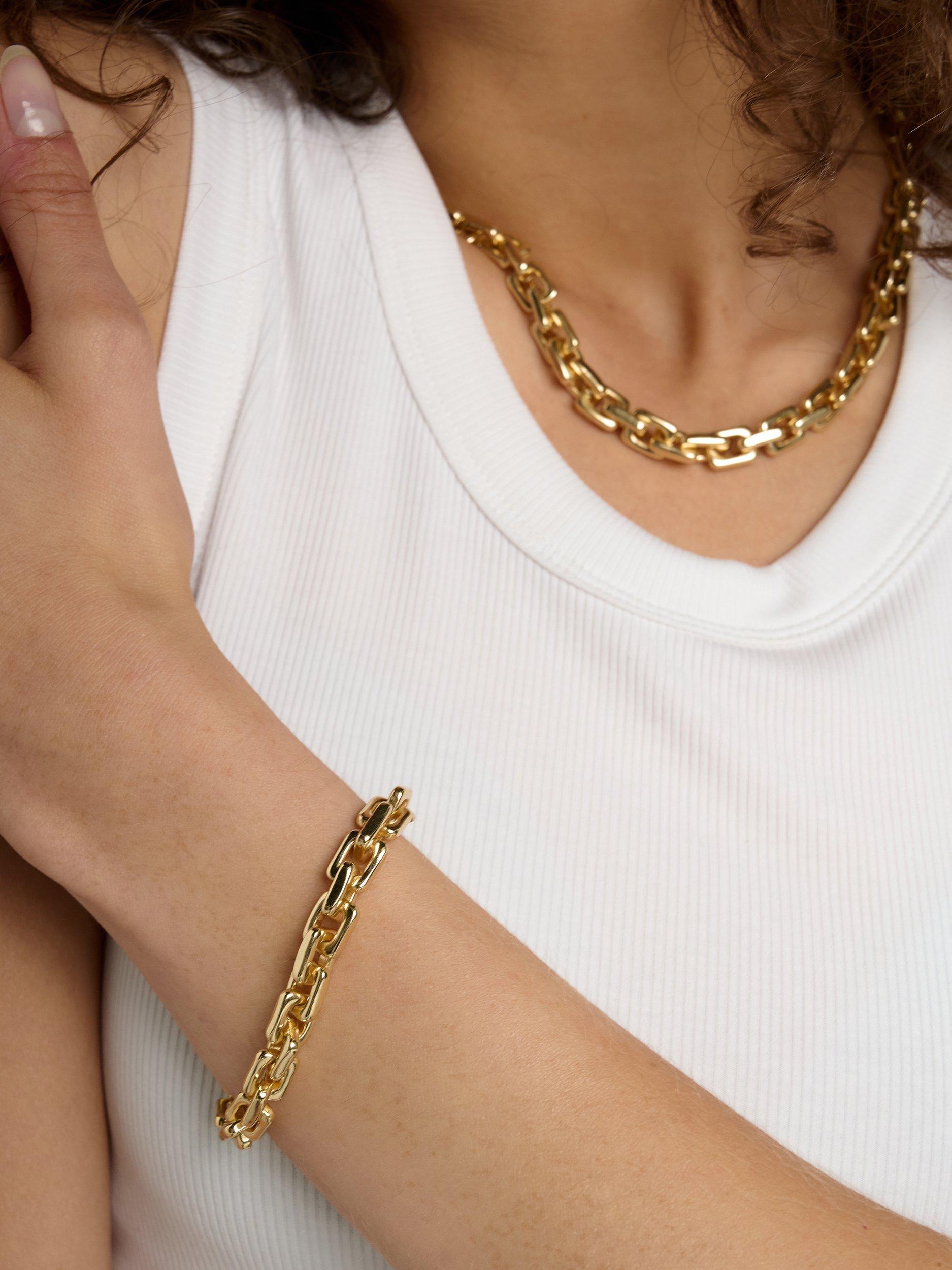 TUTTI square link chain necklace gold plated, imported from the UK