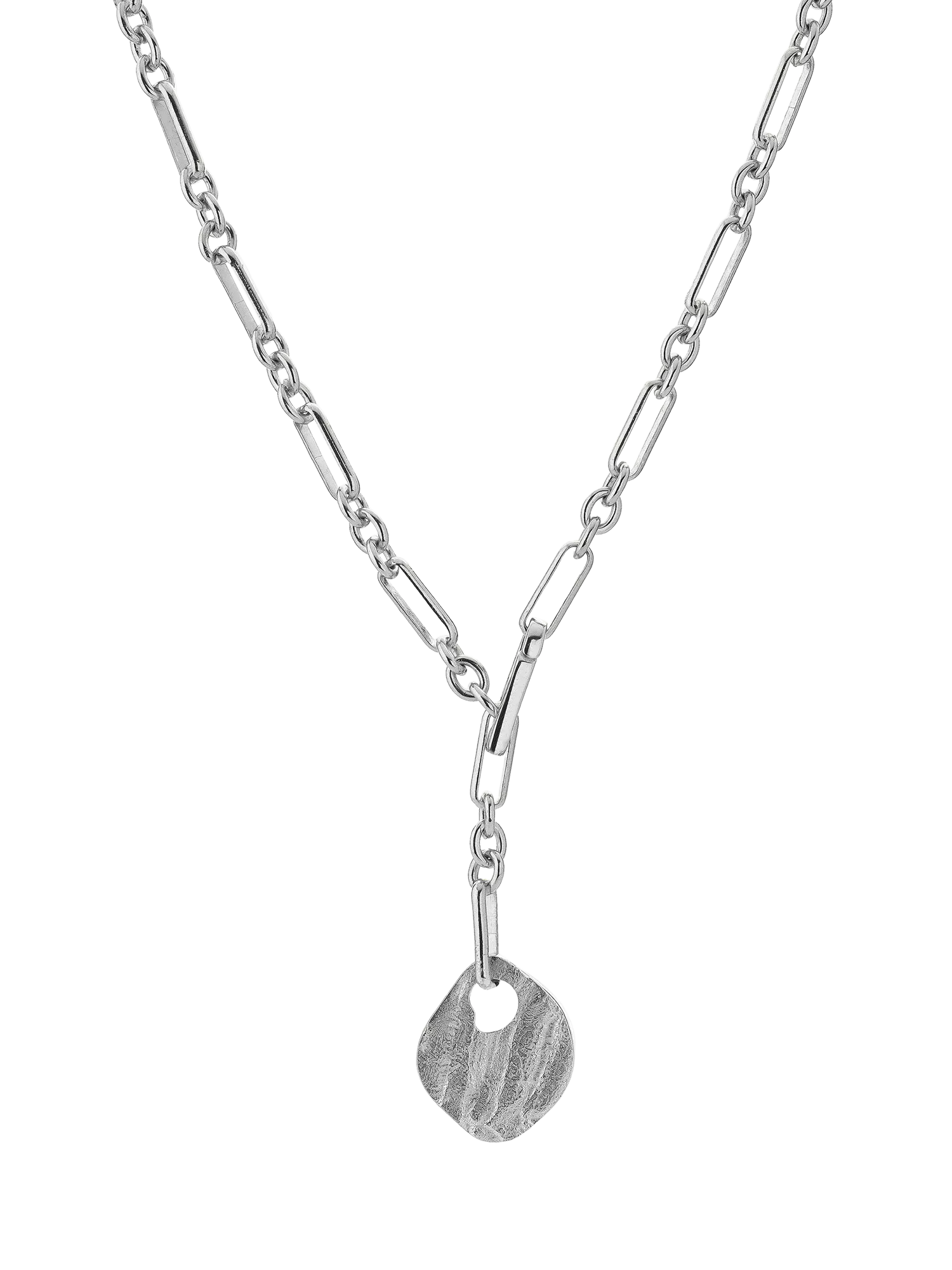 TUTTI silver disc pendant chain necklace 70cm (British brand)