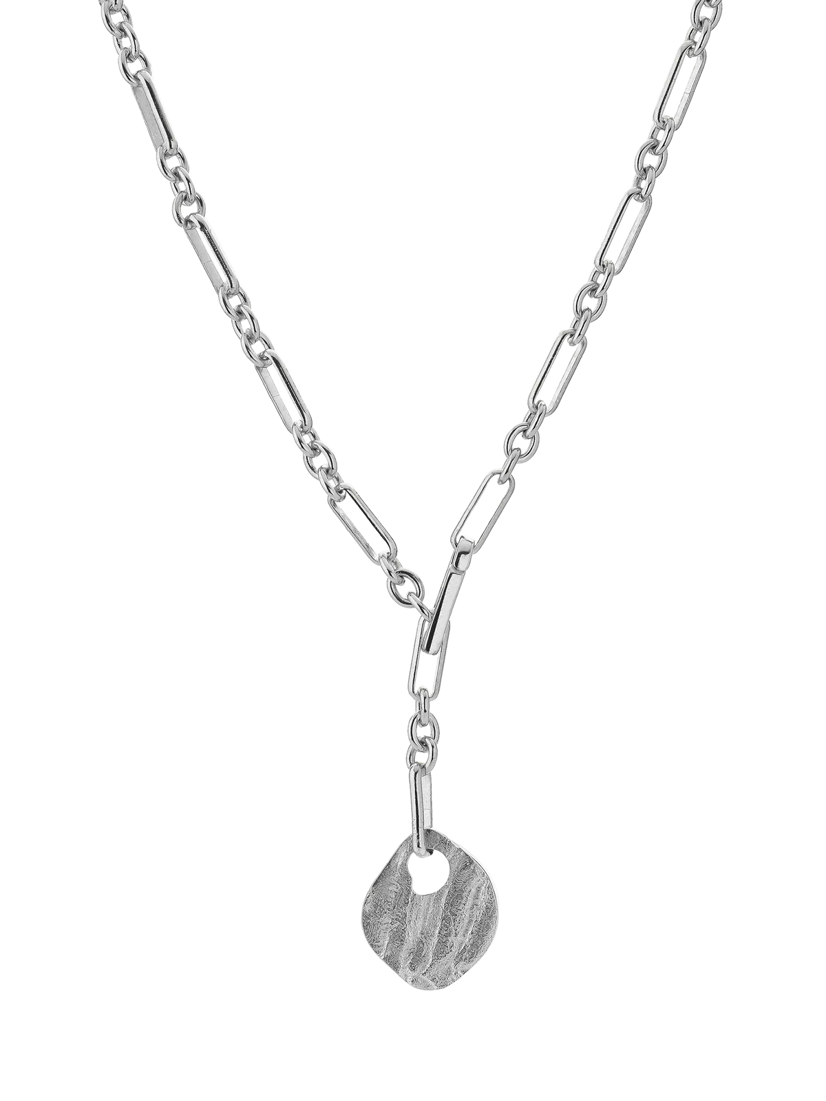 TUTTI silver disc pendant chain necklace 70cm (British brand)