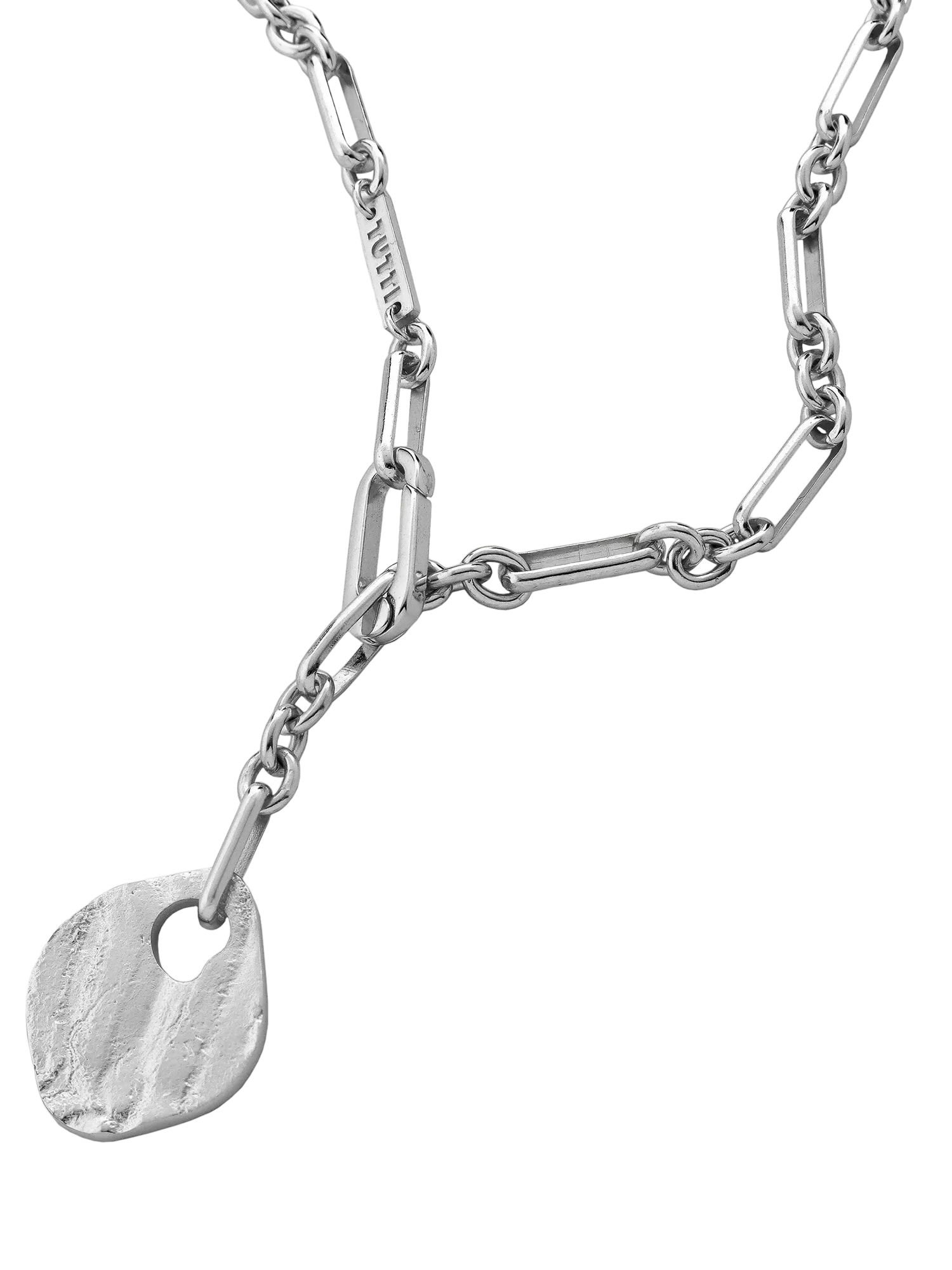 TUTTI silver disc pendant chain necklace 70cm (British brand)