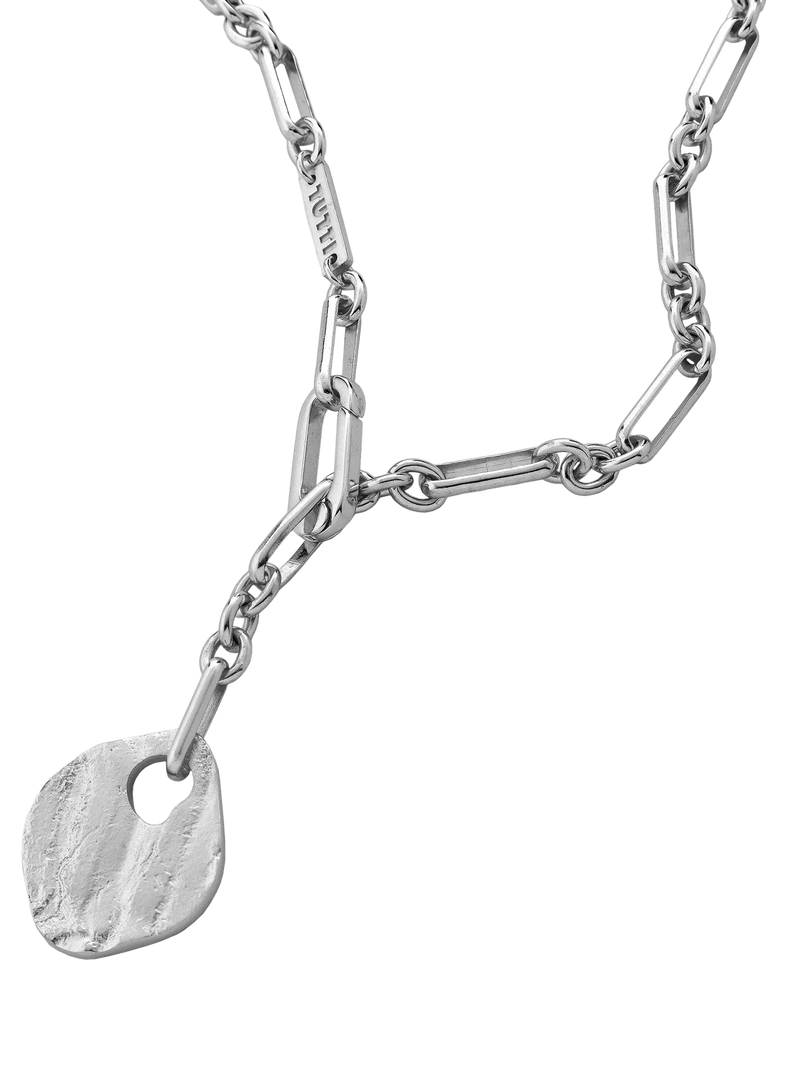 TUTTI silver disc pendant chain necklace 70cm (British brand)