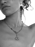 TUTTI silver disc pendant chain necklace 70cm (British brand)