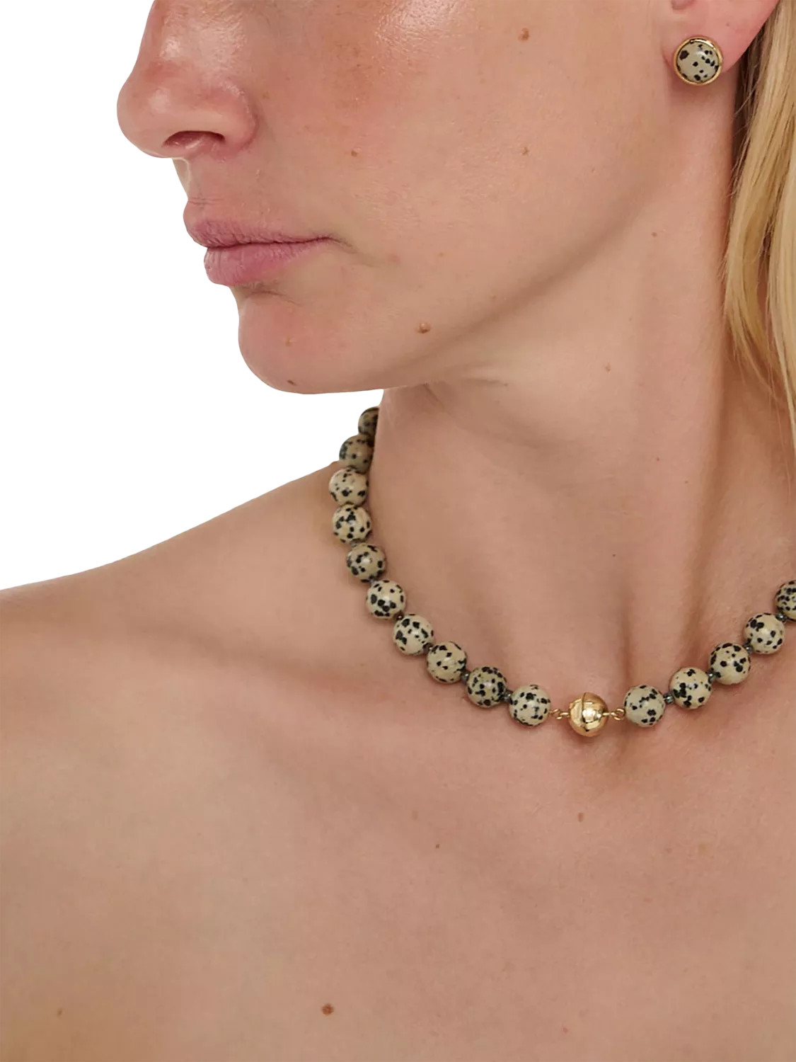 TUTTI Dalmatian Jasper beaded necklace 43cm, UK version