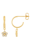 Estella Bartlett gold hoop earrings with cubic zirconia flower drops, UK version