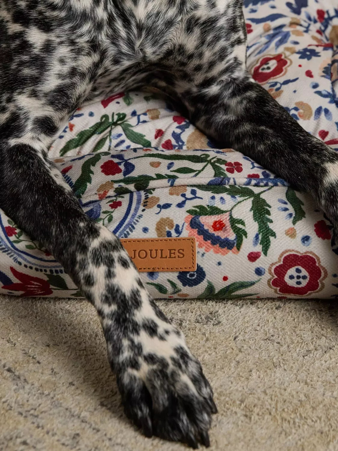Joules floral pet bed with reversible cushion, UK version
