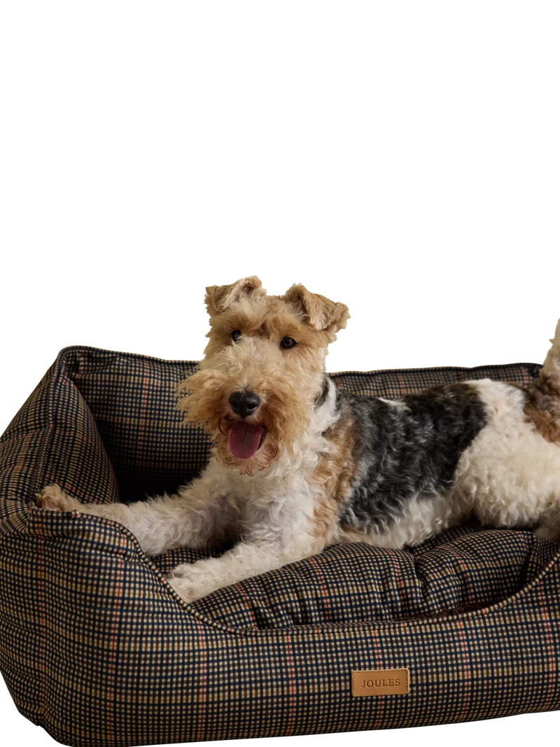 Joules Henson Check pet bed with padded sides, UK version