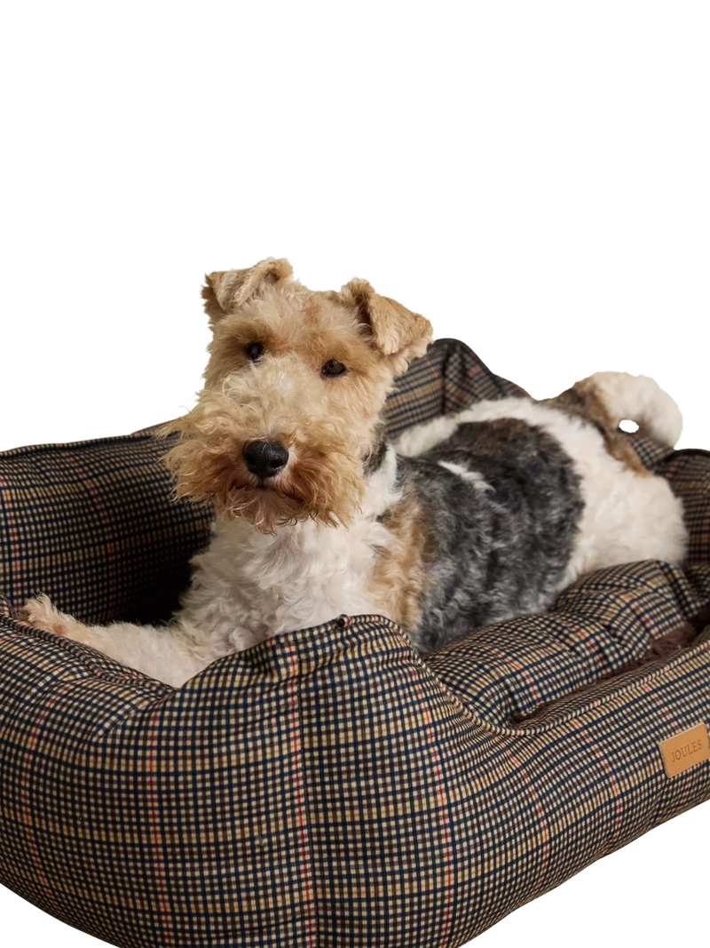 Joules Henson Check pet bed with padded sides, UK version
