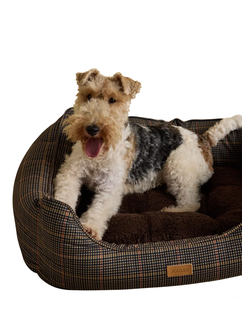 Joules Henson Check pet bed with padded sides, UK version