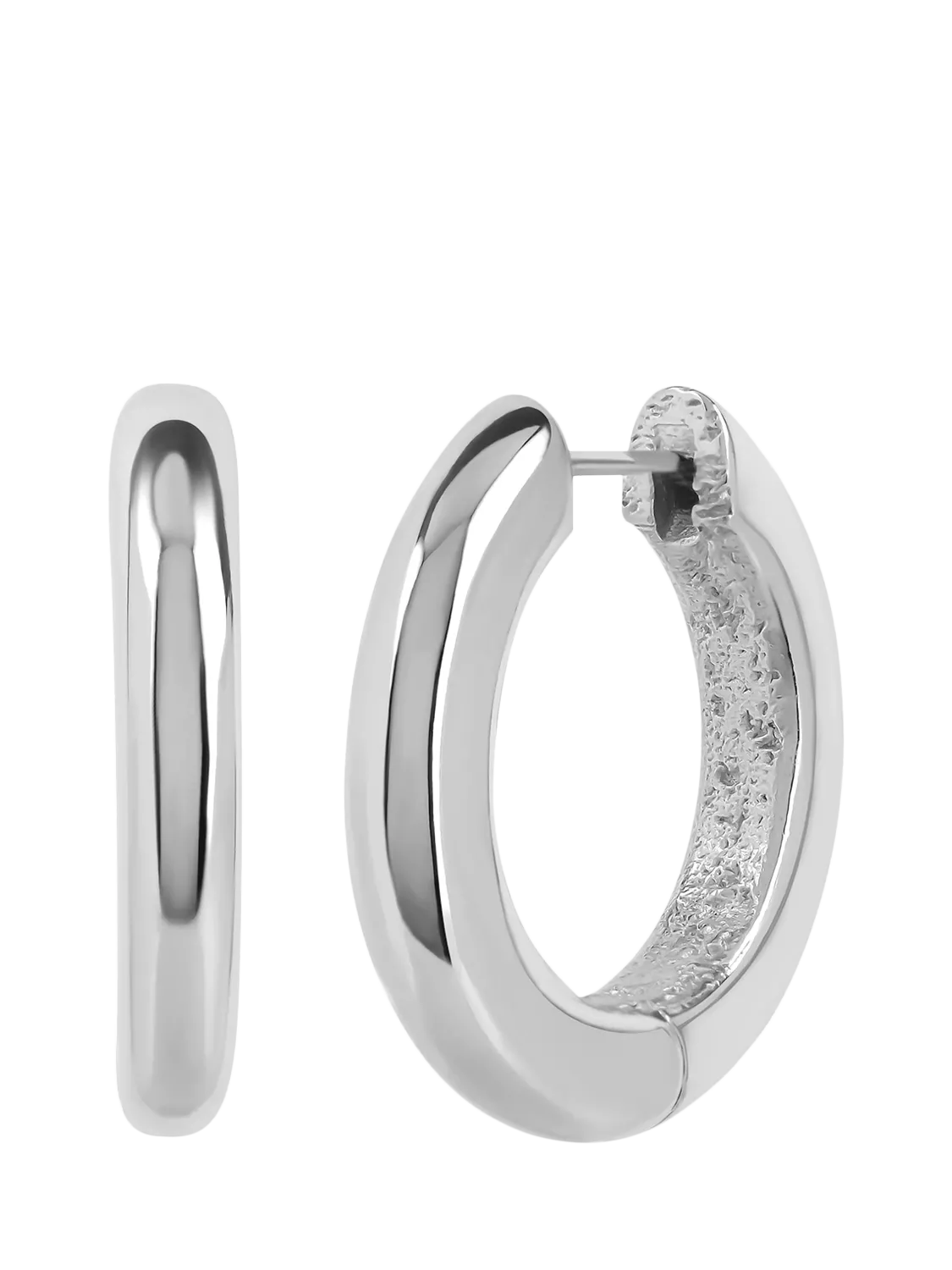 TUTTI silver hoop earrings with textured inner - British product
