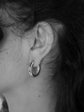 TUTTI silver hoop earrings with textured inner - British product