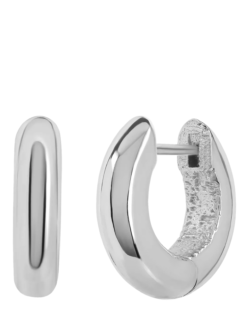 TUTTI waved hoop earrings in silver with textured finish (British brand)
