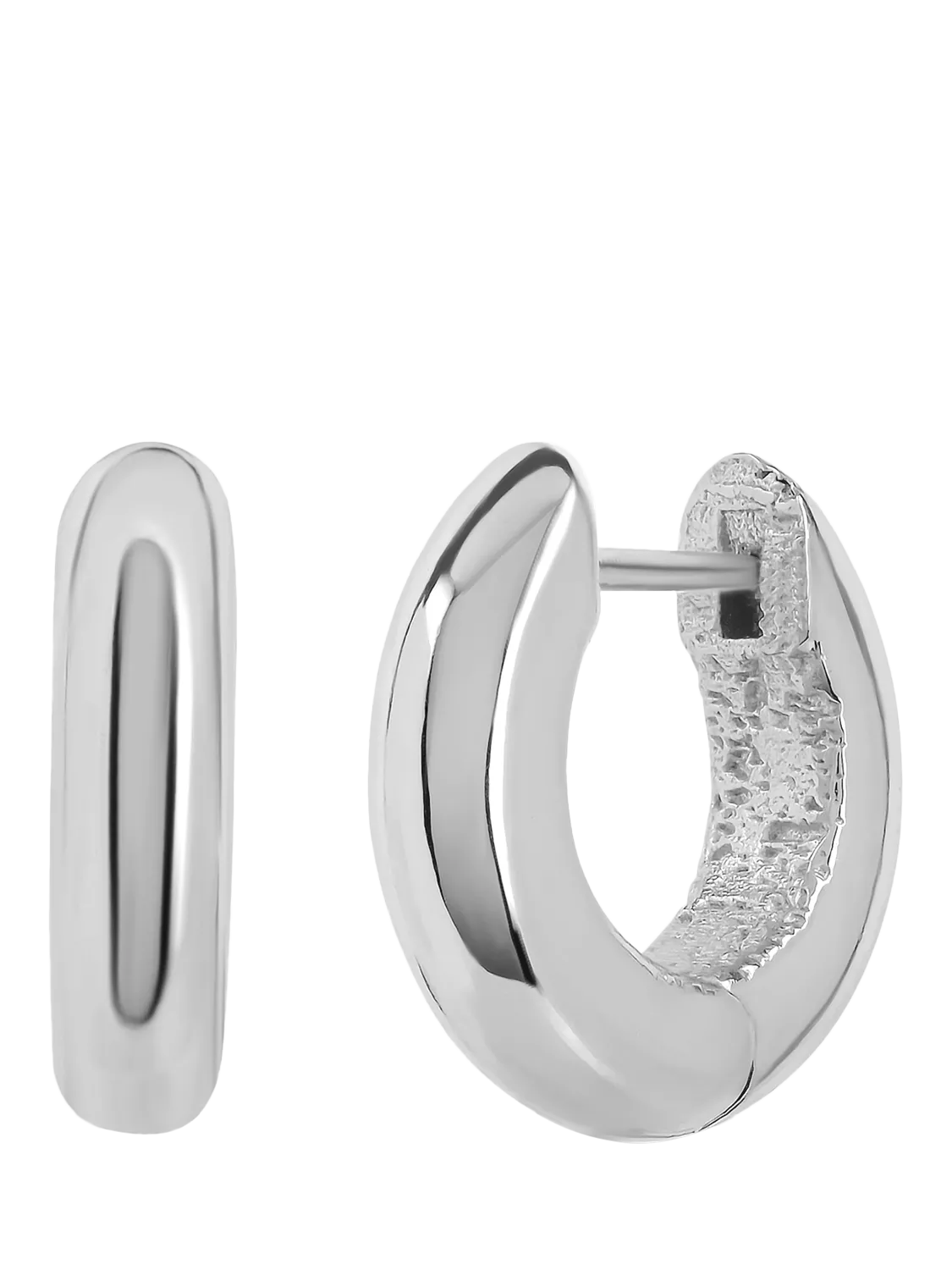 TUTTI waved hoop earrings in silver with textured finish (British brand)