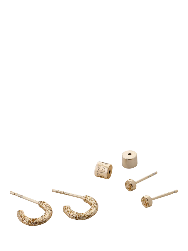 TUTTI earrings set textured gold pack of 2, UK version