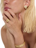TUTTI gold plated flat heart stud earrings, UK version