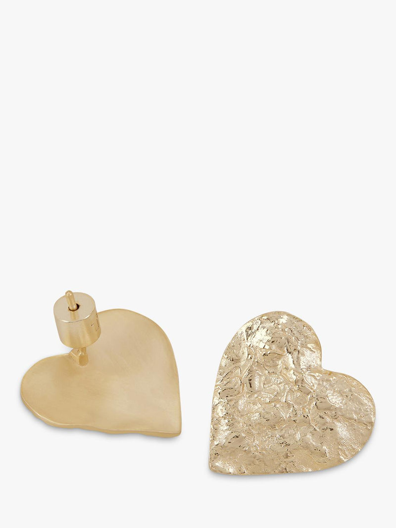 TUTTI gold plated flat heart stud earrings, UK version