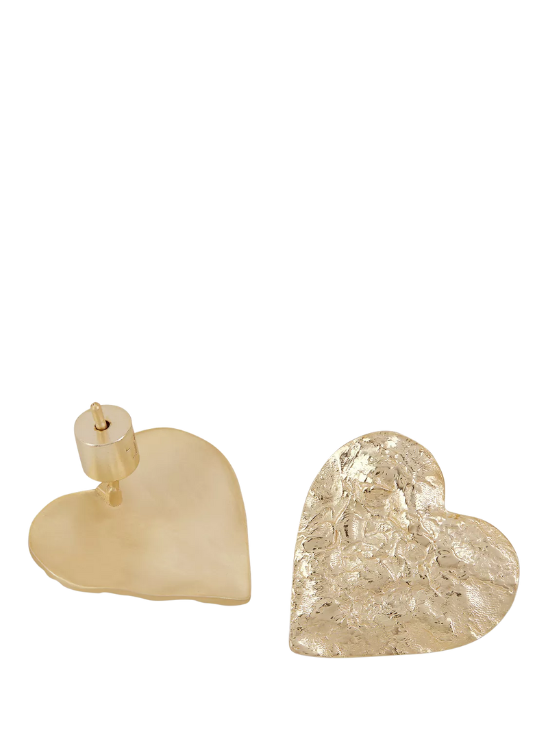 TUTTI gold plated flat heart stud earrings, UK version