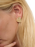 TUTTI gold plated flat heart stud earrings, UK version