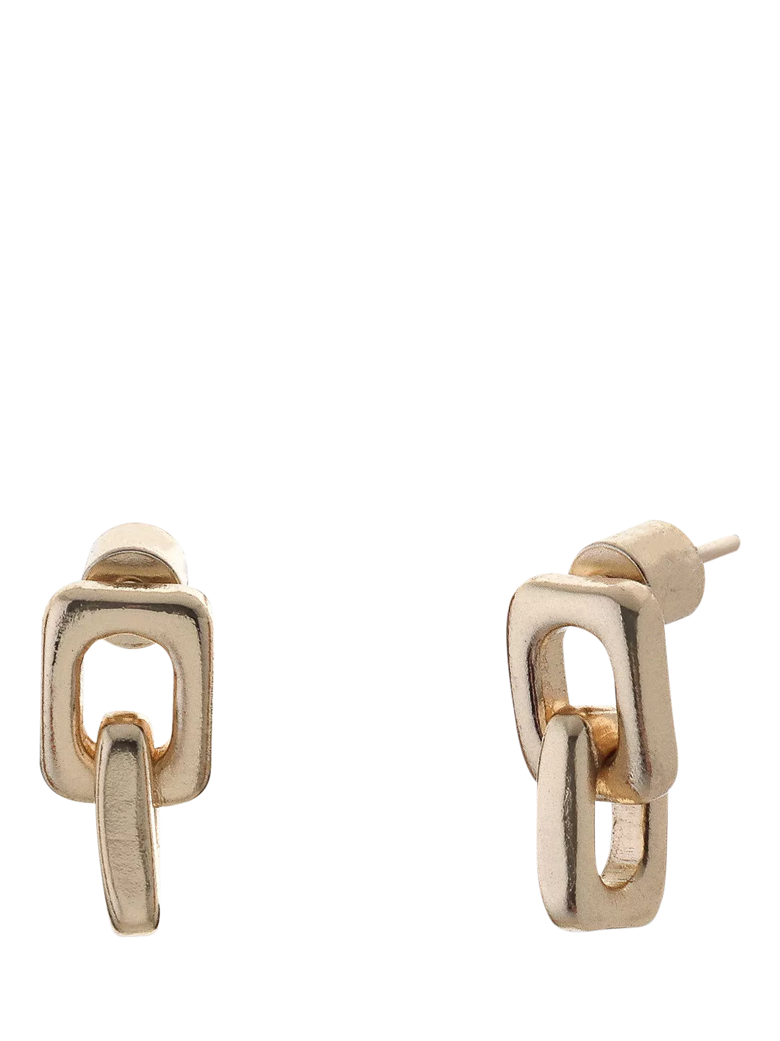 TUTTI soft square double drop earrings in gold, imported from the UK