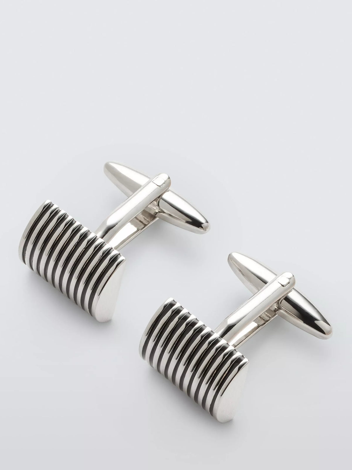 John Lewis ribbed dome cufflinks silver - British product
