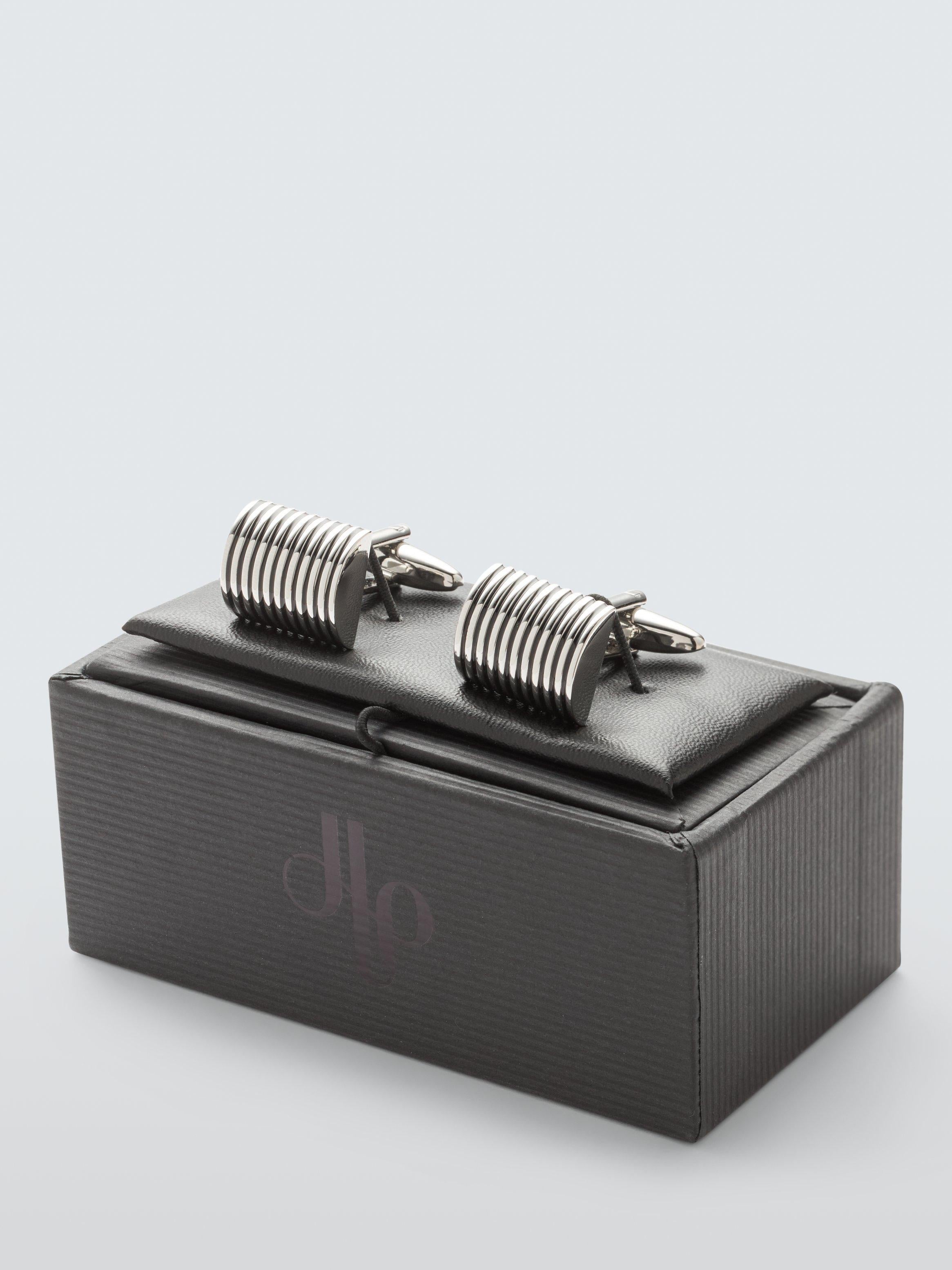 John Lewis ribbed dome cufflinks silver - British product