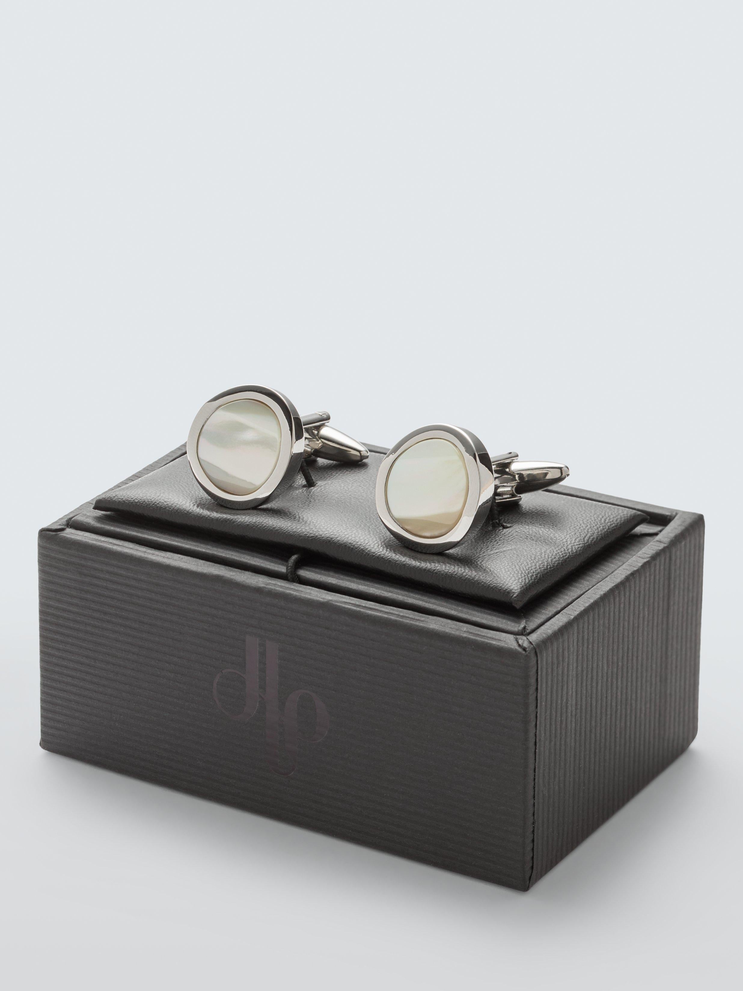 John Lewis round mother of pearl cufflinks white - British product