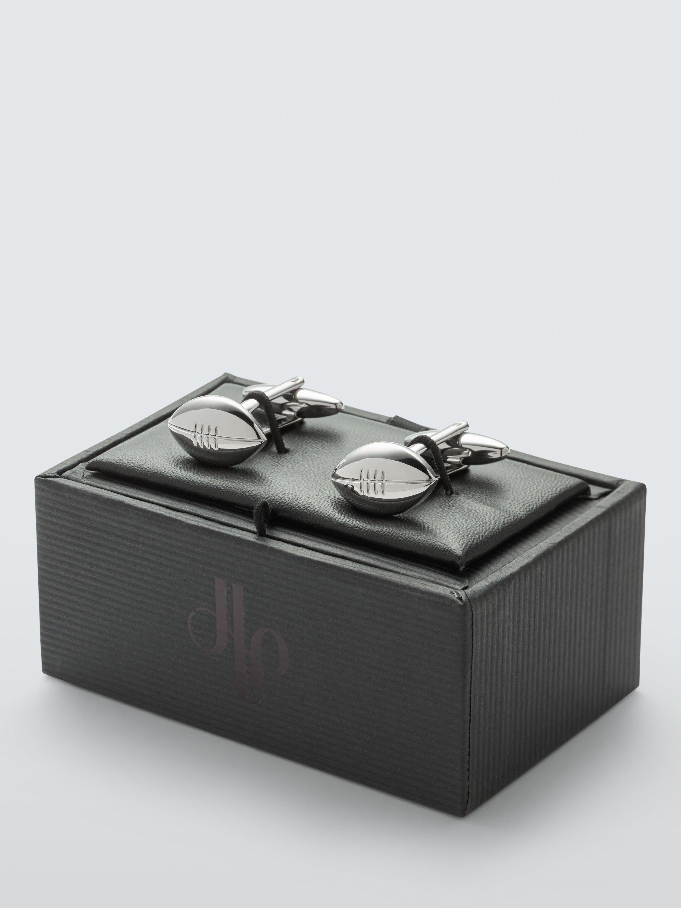 John Lewis rugby ball cufflinks silver, imported from the UK
