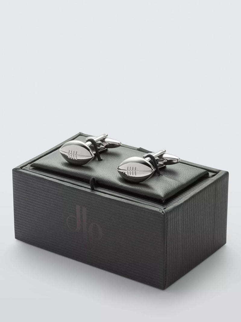 John Lewis rugby ball cufflinks silver, imported from the UK