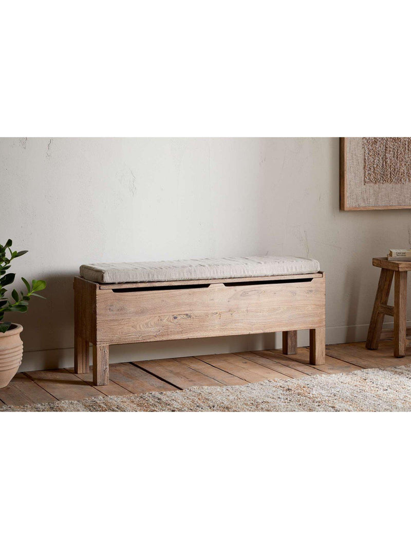 nkuku Teni storage bench in natural reclaimed wood (British brand)