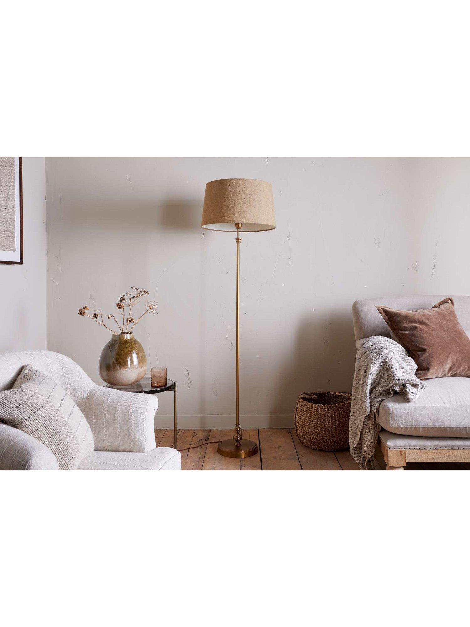 nkuku Ehadi floor lamp base antique brass, imported from the UK