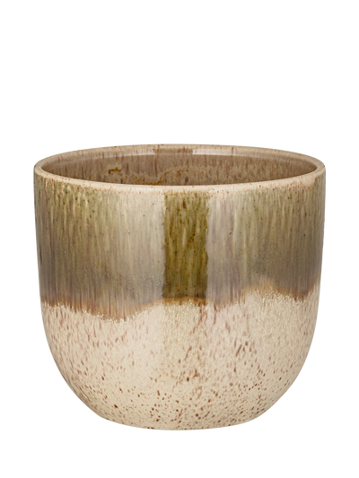 John Lewis nkuku Almeida Small Ceramic Indoor Plant Pot, 17.5cm, Green/Cream- Buy online at McGrocer