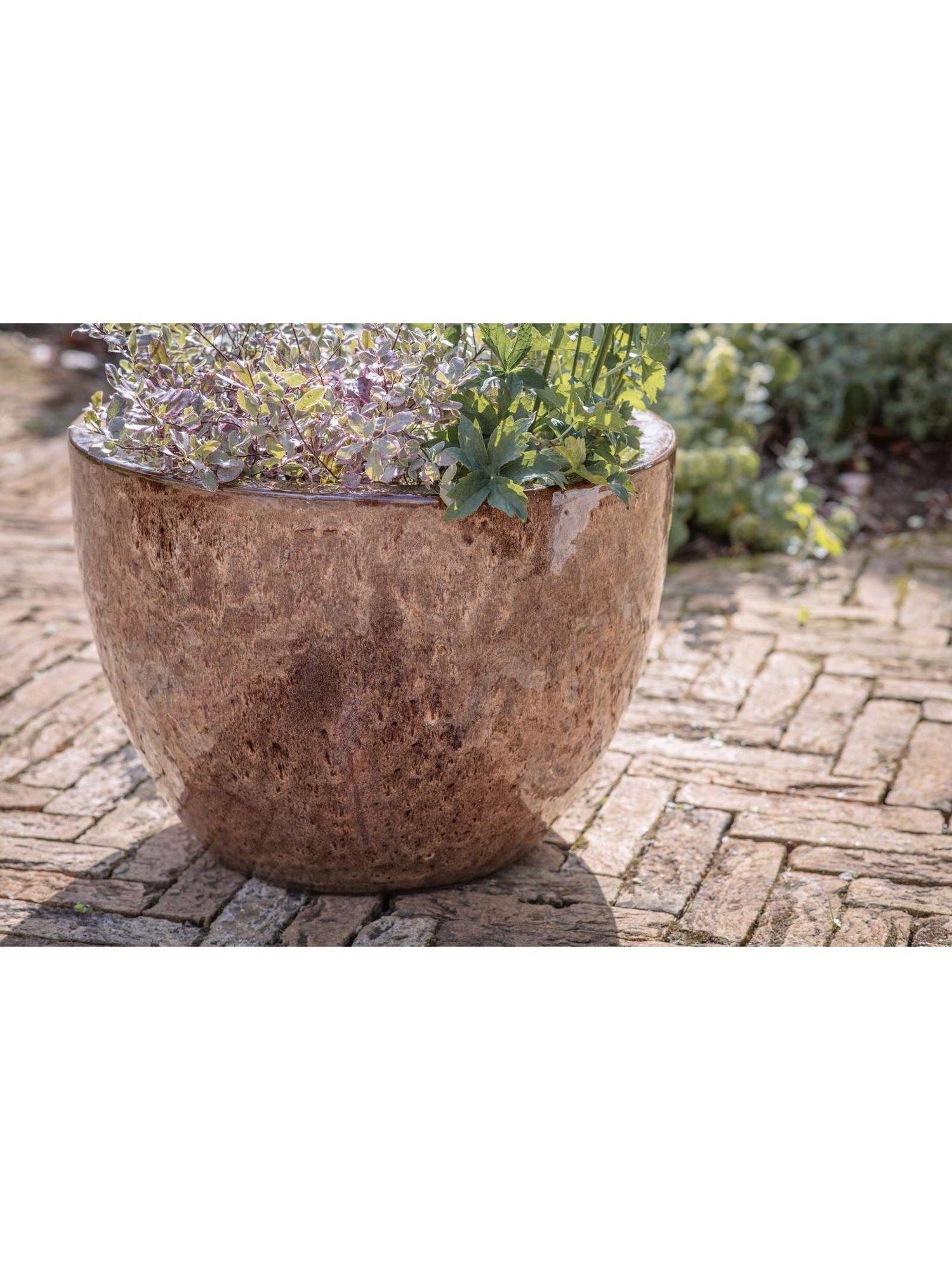 nkuku Dunai terracotta planter 44cm dark brown (British brand)